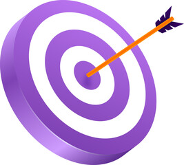 Archery target with arrow in 3d illustration.
