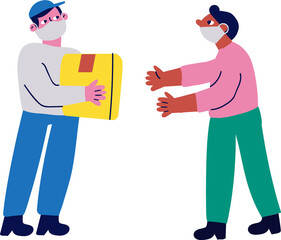 Cute cartoon handdrawn delivery man color illustration