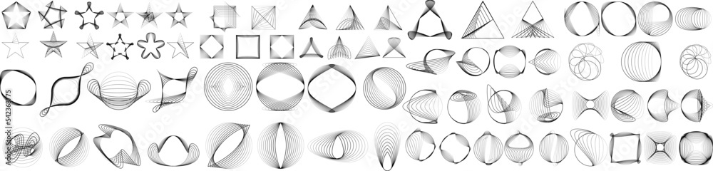 Wall mural big set of lines in circle form . spiral vector illustration .big collection of round logos . . abst