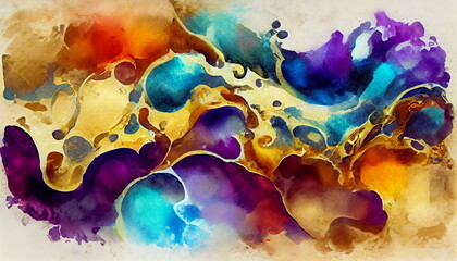 Abstract colorful watercolor for horizontal background for wallpaper Wallpaper design for prints, banners, fabric, posters, covers, digital art vector illustration. Digital art 3D rendering.