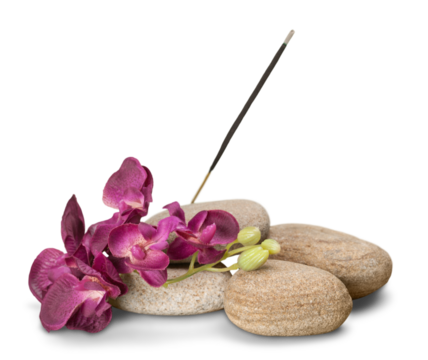 Flower and Rocks with Incense Stick