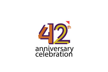  42 year anniversary celebration abstract style logotype. anniversary with purple, yellow, orange color isolated on white background, vector design for celebration, invitation, greeting card - Vector