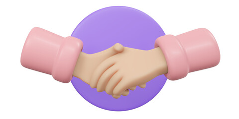 3D Rendering of handshake sign. 3D Render illustration cartoon style.