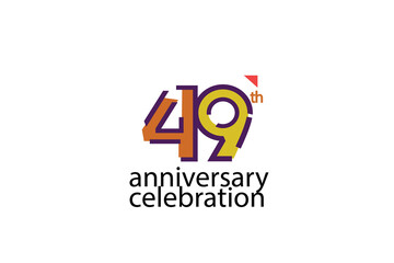 49 year anniversary celebration abstract style logotype. anniversary with purple, yellow, orange color isolated on white background, vector design for celebration, invitation, greeting card - Vector