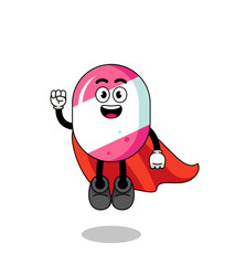 candy cartoon with flying superhero