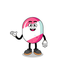 candy cartoon with welcome pose