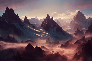 Fototapeta na wymiar Fantasy mountains illustration