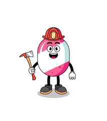 Cartoon mascot of candy firefighter