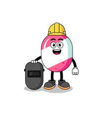 Fototapeta premium Mascot of candy as a welder