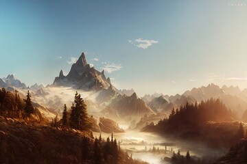 Fantasy mountains illustration