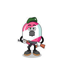 Character cartoon of candy as a special force