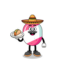 Character cartoon of candy as a mexican chef