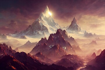 Fantasy mountains illustration