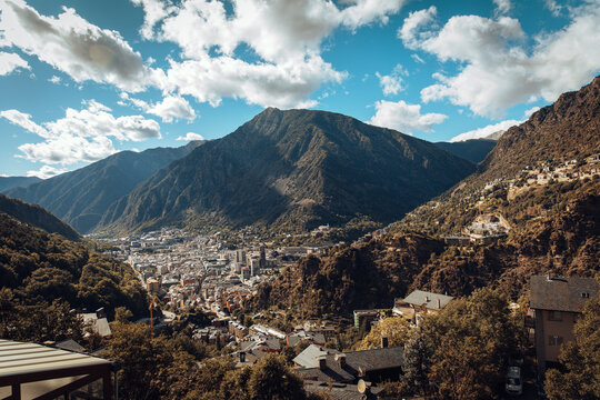 Andorra, Andorra la Vella, View of city in Pyrenees