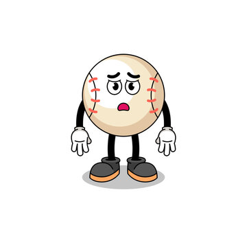 baseball cartoon illustration with sad face