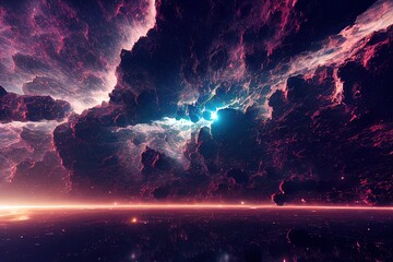 Stunning photorealistic nebula in outer space. AI generated background is not based on any real image.	