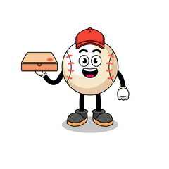 baseball illustration as a pizza deliveryman