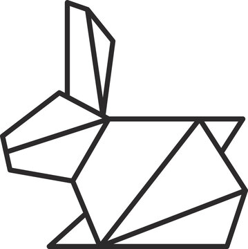 rabbit geometric origami sign line icon
