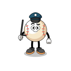 Cartoon Illustration of baseball police