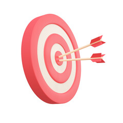 Arrows shot in the center of the target Marketing analysis concept for business goals. 3d illustration.
