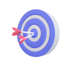 Arrows shot in the center of the target Marketing analysis concept for business goals. 3d illustration.