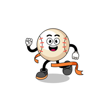 recommend clip art: Mascot cartoon of baseball running on finish line