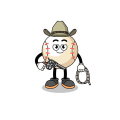 Character mascot of baseball as a cowboy