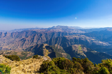 Landscape view of the Simien Mountains National Park in Northern Ethiopia