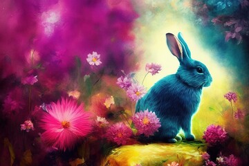 rabbit illustration bunny art digital artwork textured background portrait
cute animal pets adorable artistic flowers floral decorative playful abstract