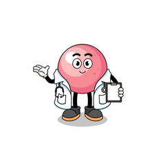 Cartoon mascot of gum ball doctor
