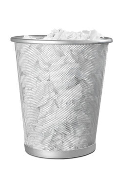 Waste Basket Full of Crumpled Paper