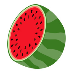 Cartoon summer food half of a watermelon icon