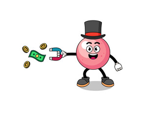 Obraz na płótnie Canvas Character Illustration of gum ball catching money with a magnet
