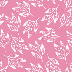 Abstract floral seamless pattern background, white on pink