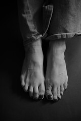 Beautiful nude female legs close-up