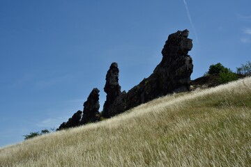 Teufelsmauer (Devil's Wall) rock formation in the Harz Foreland in central Germany
