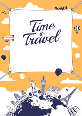 Travel, vacation, sightseeing vector illustration (for poster,flyer etc.)  | text  space.