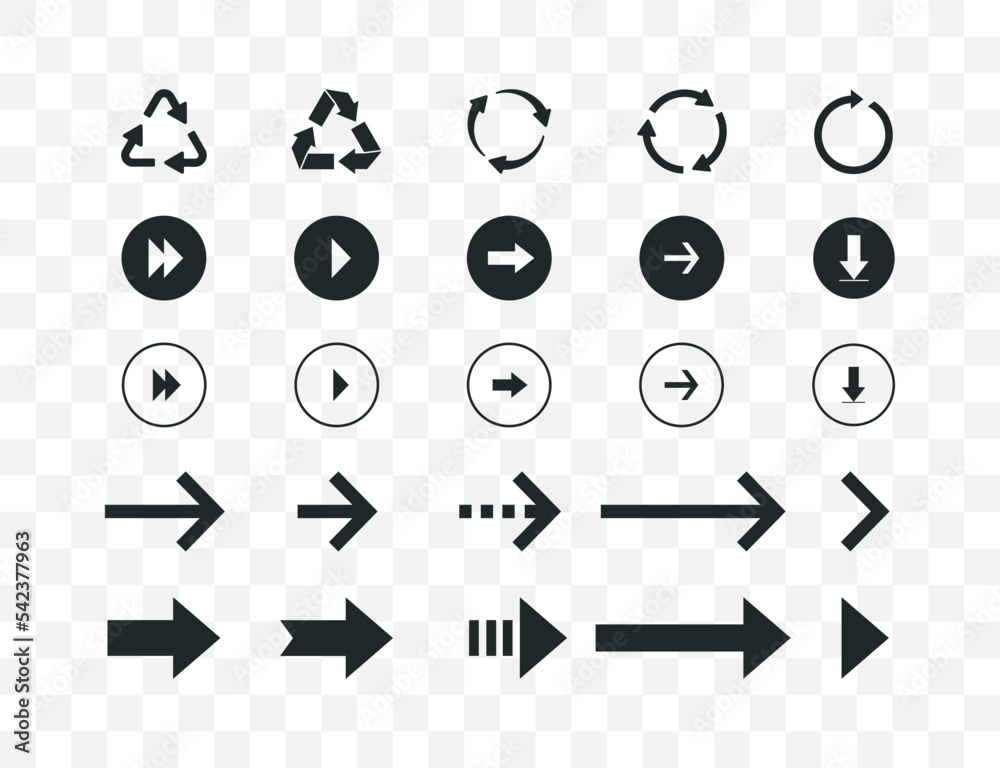 Poster Arrow icons isolated. Set different arrows or web designs. Vector illustration