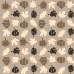 Coffee coloured seamless Autumn woodland pattern