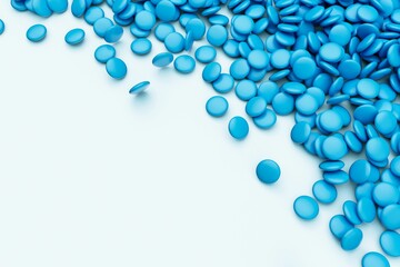 3d rendering of Chocolate candy coated in blue on white background