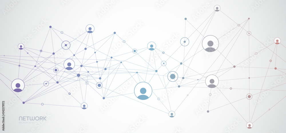 Canvas Prints Network background. Connections with points, lines, and people icons. Vector technology background