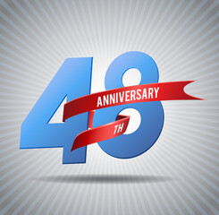 48 years anniversary logo with red ribbon