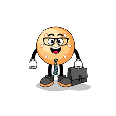 sesame ball mascot as a businessman