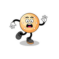slipping sesame ball mascot illustration