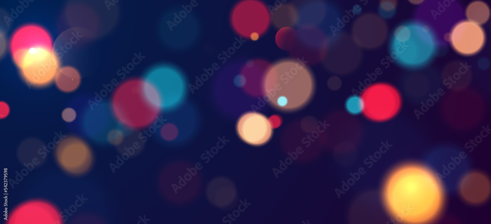 Wall mural colorful bokeh lights background. blurred circle shapes. vector illustration