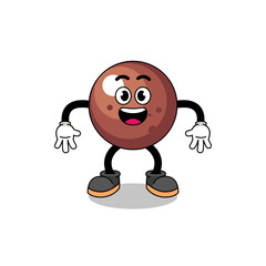 chocolate ball cartoon with surprised gesture