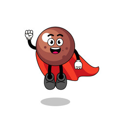 chocolate ball cartoon with flying superhero