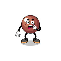 Naklejka premium Character Illustration of chocolate ball with tongue sticking out