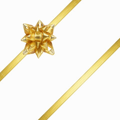 gold gift bow with gold ribbon