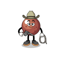 Character mascot of chocolate ball as a cowboy